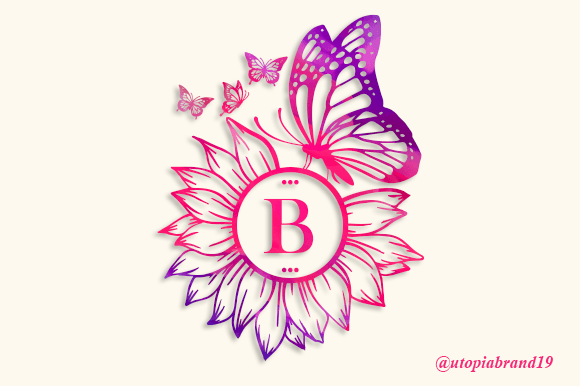 Sunflower Butterfly Monogram: A Decorative Font for Campaign Design
